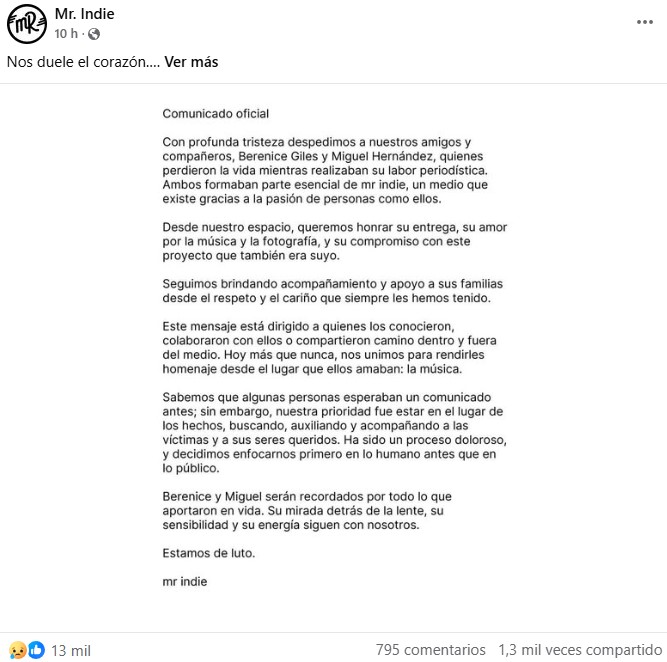 Comunicado de Mr Indie