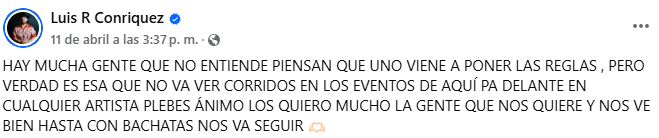 Mensaje de Conriquez tras los sucedido en la Feria del Caballo 2025