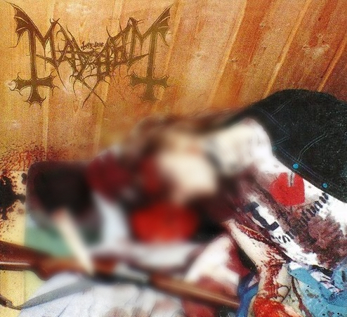 Portada de Mayhem de la foto real de Dead después de su suicidio