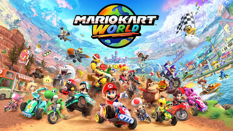 Portada Oficial de nintendo para MArio Kart World