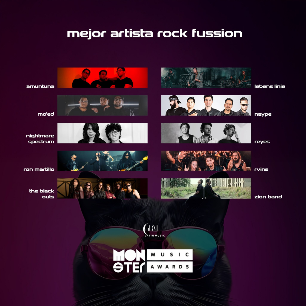 Cartel de nominación de Nightmare Spectrum en los Monster Music Awards 2026.